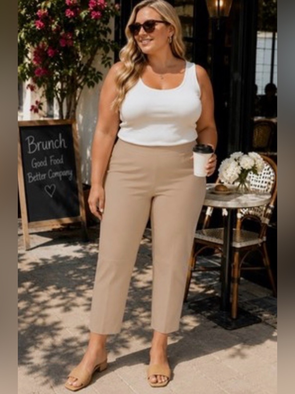 Cropped straight leg comfort waist pants 14P